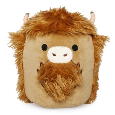 Image of Living Nature Large Squish Highland Cow Brown Plush Toy Cute Scottish Gifts Soft Gift for Kids Naturli Eco Friendly 30cm