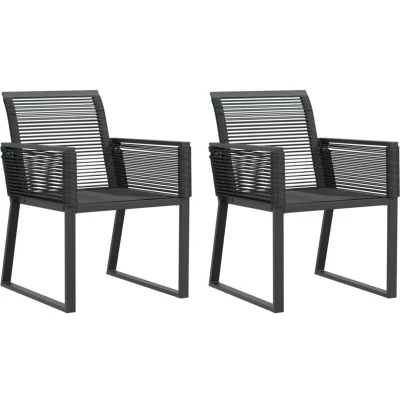 Image of vidaXL Garden Chairs 2 pcs Black Poly Rattan