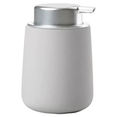 Image of Zone Denmark Nova Bathroom Soap Dispenser Porcelain Hand Soap/Liquid Diameter 8 cm Height 11.5 Capacity 250 ml Soft Grey