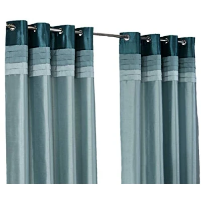 Image of Hamilton McBride Seattle Teal Ring Top / Eyelet Fully Lined Readymade Curtain Pair 66x54in(167x137cm) Approx