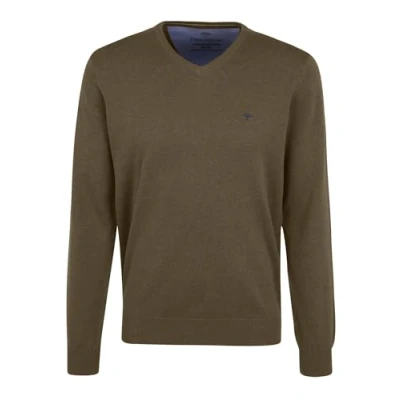 Image of FYNCH HATTON Pullover 1213211 Soft Cotton V Neck Jumper, meadow, XXL