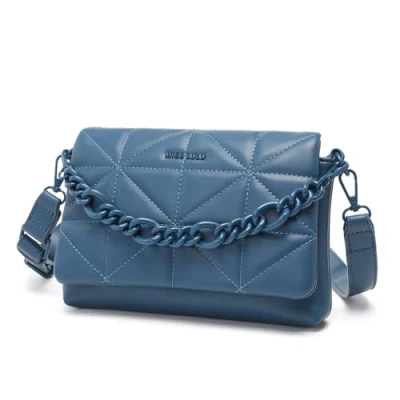 Image of Miss Lulu Small Crossbody Bags for Women, Soft Classic Quilted Handbags with Wide Strap PU Leather Waterproof Cell Phone Shouderbag as Girl Gift (Classic Blue)