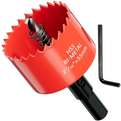 Image of GARHWAL Bi Metal Hole Saw 55 mm with Arbor and Pilot Bit Smooth Fast Cutting for Wood, Plywood, Plastic, Drywall, Thin Sheets, More Ideal Ceiling Light Installation DIY Projects