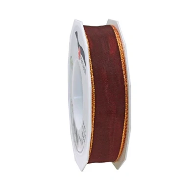 Image of Präsent Manhattan Wired Taffeta Ribbon Burgundy 25 m Roll mm width