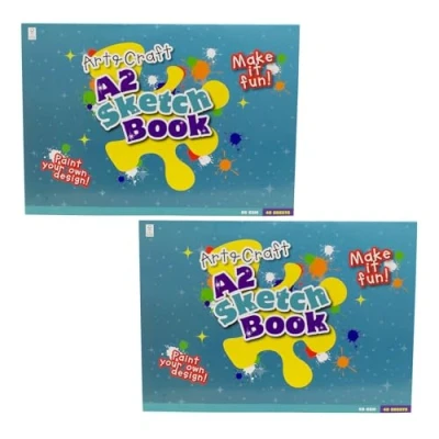 Image of Carousel Home Pack of 2 Kids A2 Art &amp; Craft Sketchbook Artist Sketch Pads with 40 Sheets Drawing Paper 60gsm White Extra Large Sketching Books 59x42cm