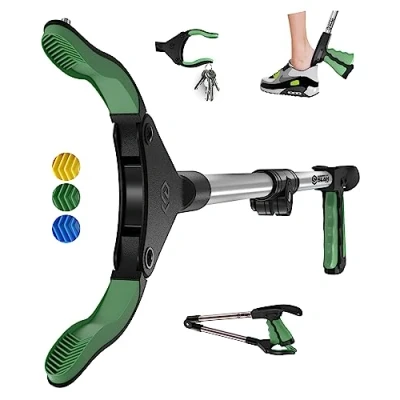 Image of SLAH 32inches Litter Pickers with Shoe Horn, Grabber Stick, Helping Hand for Disabled, Adults, Picker Kids, Rubbish Grabber, Pick Up Stick (Green)