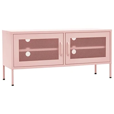 Image of vidaXL TV Cabinet Home Living Room Bedroom Furniture Entertainment Centre Stands Unit Stereo Hifi Media Pink Steel