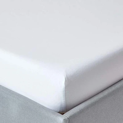 Image of HOMESCAPES White Deep Fitted Sheet (12) Super King 200 TC 400 Thread Count Equivalent Pure Egyptian Cotton Bed with Fully Elasticated Skirt