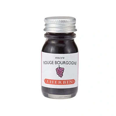 Image of Herbin 11528T 10ml bottle of ink for fountain pens and rollerball (product without packaging zero waste objective), Rouge bourgogne/Burgundy red