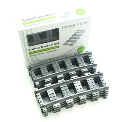 Image of Trixbrix.eu Curved Tracks R104 Compatible with Lego City Train Sets 60197 60198 10277 60205 60238