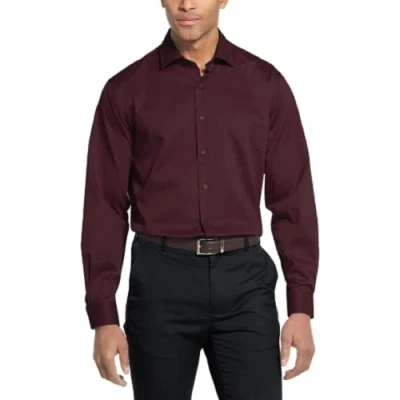 Image of Van Heusen Men&#039;s Dress Shirt Flex Regular Fit Solid Tuxedo, Hearth, 41 cm Hals 86 89 Ärmel