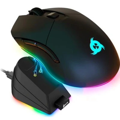 Image of KLIM Blaze Pro RGB Rechargeable Wireless Gaming Mouse with Charging Dock + High Precision Sensor and Long lasting Battery Up to 6000 DPI Wired for PC PS4 PS5 NEW 2022
