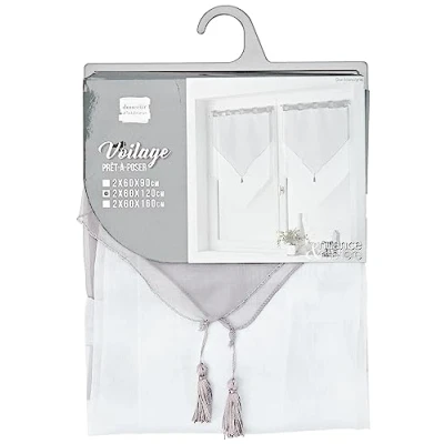Image of Douceur d&#039;Intérieur 1620387 Blind with Pair of Tassels 60 x 120 cm Bi Colour White / Grey