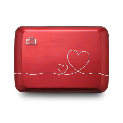 Image of ÖGON Aluminium Wallet Smart case V2 Metal Lock Water Resistant Card Holder RFID Protection Up to 10 Cards, Receipts and Bills (Laser Engraved Love)