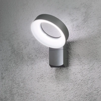 Image of Asti Outdoor Modern Wall Light Ring Dark Grey LED, IP44