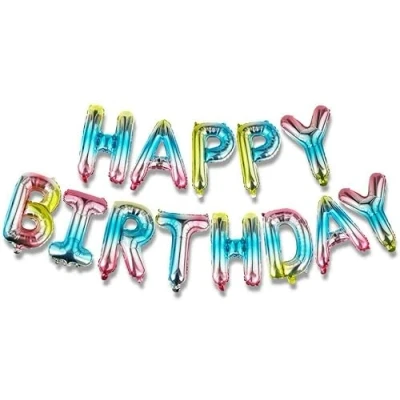 Image of Rainbow Happy Birthday Balloons, 16 Inch Foil Letter Banner Balloons Self Inflating for Decorations