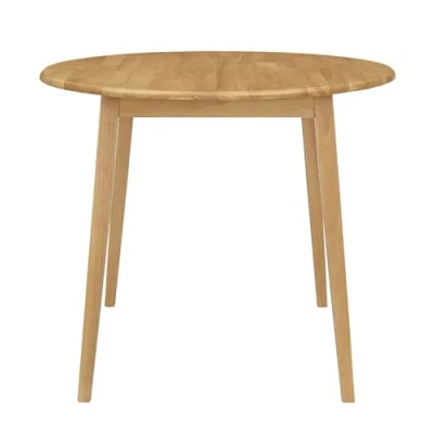 Image of Hallowood Furniture Ledbury Small Drop Leaf Dining Table, Round Wooden Folding Table in Oak Finish, Kitchen Diner Dinning for Home &amp; Café