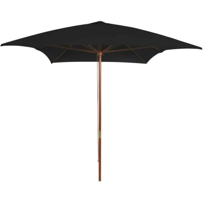 Image of vidaXL Garden Parasol with Wooden Pole Black 200x300 cm