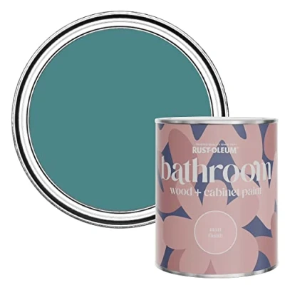 Image of Rust Oleum Green Moisture Resistant Bathroom Wood and Cabinet Paint in Matt Finish PEACOCK SUIT 750ML
