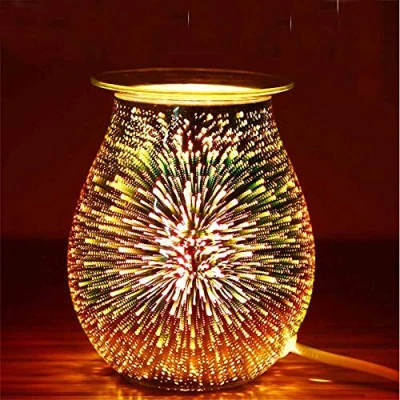 Image of GDICONIC Electric Wax Melt Oil Burner 3D Aroma Lamp Night Light Warmer for Home Office Bedroom Living Room Gifts &amp; Decor Transparent