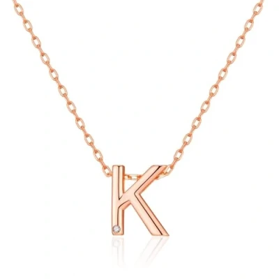 Image of Philip Jones Rose Gold Plated Initial Necklaces A to Z Created with Zircondia® Crystals (K)