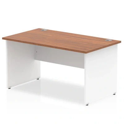 Image of Impulse Panel End 1400 Rectangle Desk Walnut Top White TT000007