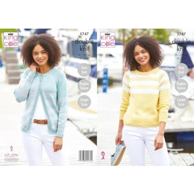 Image of King Cole 5747 Adult DK Cardigan Sweater Knitting Pattern