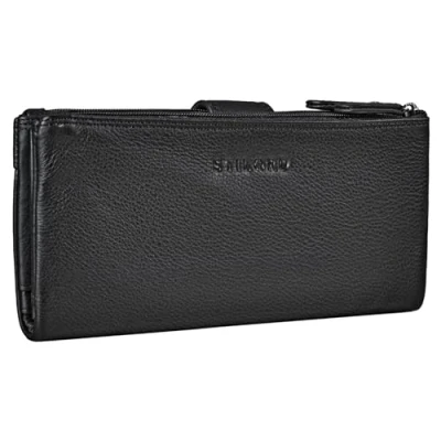 Image of STILORD &#039;Camille&#039; Large Womens Purse Leather Vintage Travel Wallet Ladies Card Holder RFID Blocking Coin in Genuine Leather, Colour:Black