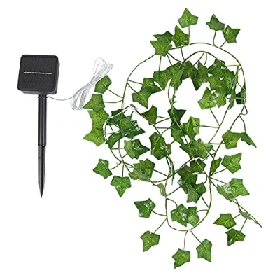 Image of Toifucos Solar Ivy String Lights, 5M 50LEDs Artificial Maple Leaf Lights Vine Hanging Garland Fairy Light for Indoor Party Wedding Christmas Decor (Warm White)