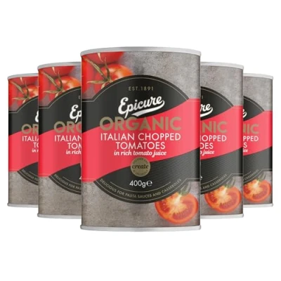 Image of Epicure Organic Chopped Italian Tomatoes, 400 g (Pack of 12)