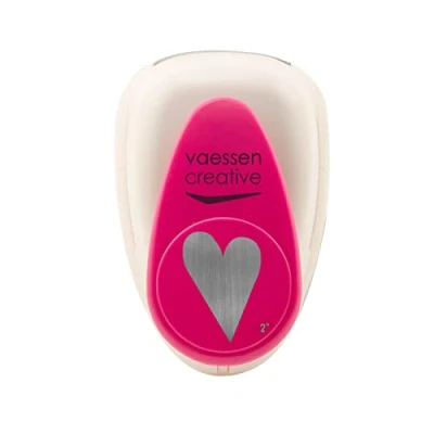 Image of Vaessen Creative Craft Paper Punch Heart 3 x 4,2 cm Circle Cutter for Crafting and Card Making, White/Pink