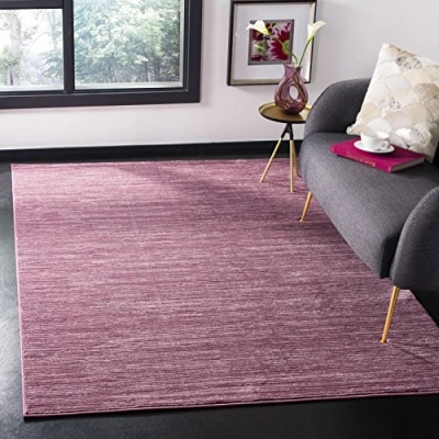 Image of SAFAVIEH Glam Solid Color Rug for Living Room, Dining Bedroom Vision Collection, Short Pile, in Pink, 122 X 183 cm