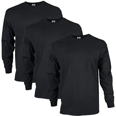 Image of Gildan Unisex&#039;s Ultra Cotton Long Sleeve T Shirt, Style G2400, Multipack, Black (3 Pack), 3XL (Pack of 3)