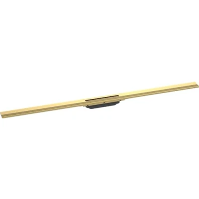 Image of hansgrohe 56047990 RainDrain Flex Fertigset Duschrinne 1200 kürzbar Optic Complete Set Shower Channel, Polished Gold Look, 120 cm
