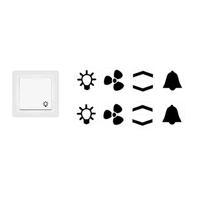 Image of Switch Sticker Set with Light Fan Arrows and Bells Stickers (RP 25/1) (10 mm, Black Symbols)