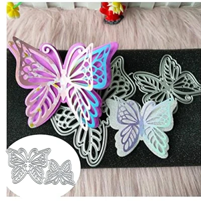 Image of 2Pcs Double Butterfly Metal Die Cuts,Wedding Invitation Flower Cutting Dies Cut Stencils DIY Scrapbooking Decorative Embossing Paper Card Making