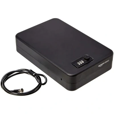 Image of Amazon Basics Portable Security Lock Box Safe with Combination for Documents and Jewelry, XXL, Black