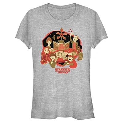 Image of Stranger Things Women&#039;s DND Group Short Sleeve T Shirt, heather grey, M