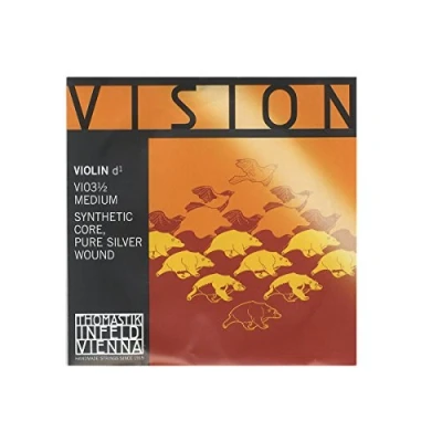 Image of Thomastik Einzelsaite für 1/2 Violine Vision D Saite Kunststoffkern, Rein Silber umsponnen, mittel