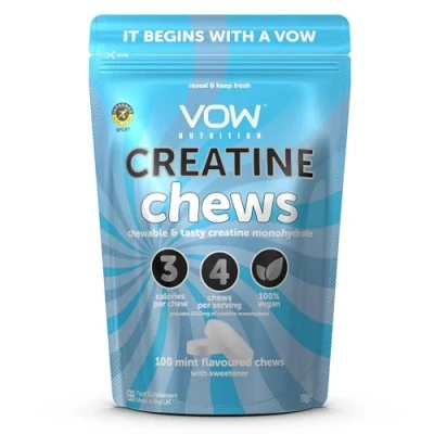 Image of VOW Nutrition Creatine Chews,100 Mint Flavoured Chews, Monohydrate, Convenient &amp; Tasty Chewable Informed Sports Approved (Mint)