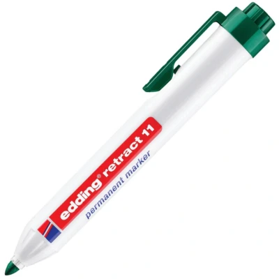 Image of Edding E11004 Retract 11 Permanent Marker, Green 004, Pack of 10