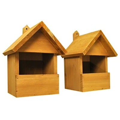 Image of Selections Large Wooden Robin Birdhouse Garden Nest Boxes (Pack of 2)
