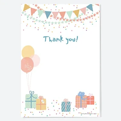 Image of Dotty about Paper Soft Pastels Thank You Notelet 143 x 205mm, Perfect For Girls/Boys Kids Birthdays, Celebrations, Parties Pack of 20 Envelopes Included (4074)