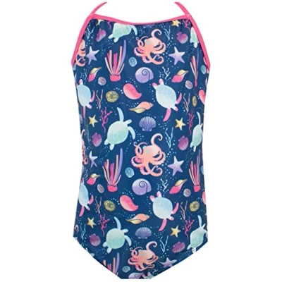 Image of Harry Bear Girls Turtle Swimsuit Blue 11 12 Years