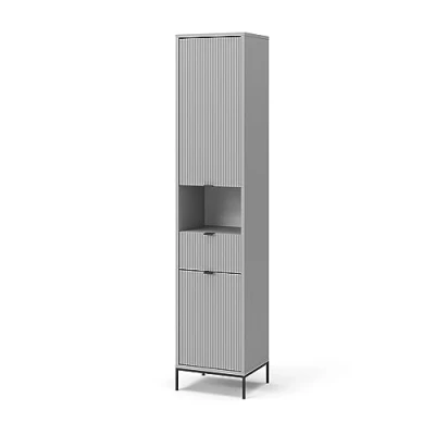 Image of Vicco Bathroom cabinet Eliza, Grey, 40 x 190 cm with doors, and drawer