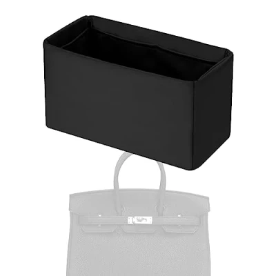 Image of XYJG Silk Bag Organiser Insert Fits Hermes Birkin, Luxury Handbag &amp;Tote Shaper (BK25, Black)