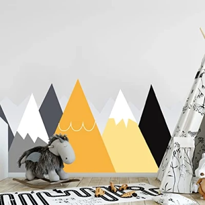 Image of Ambiance Stickers Scandinavian Nordic Mountains Wall Decals, DIY Home Decor, Peel and Stick Removable Stickers, Waterproof Self Adhesive Art H100 x L240 CM