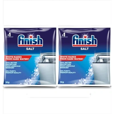 Image of Finish Dishwasher Salt, 2kg, Prevents Limescale Build Up, Effective against Hard Water (2 X 1kg)