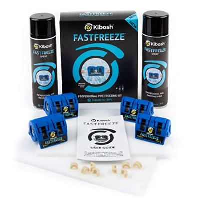 Image of Kibosh FASTFREEZE Kit 6 (2 x 15mm/USA CAN 1/2&quot;, 2 22mm/USA 3/4&quot; Clamps Plus Cans of Spray)
