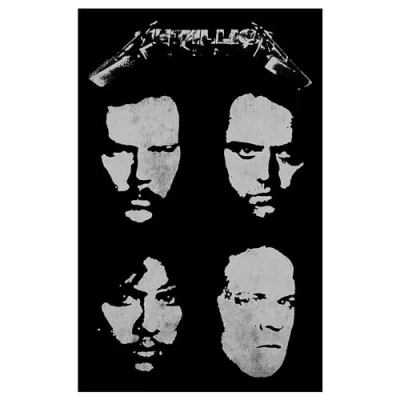 Image of Metallica Poster Black Album Band Logo Textile Flag 70cm x 106cm One Size
